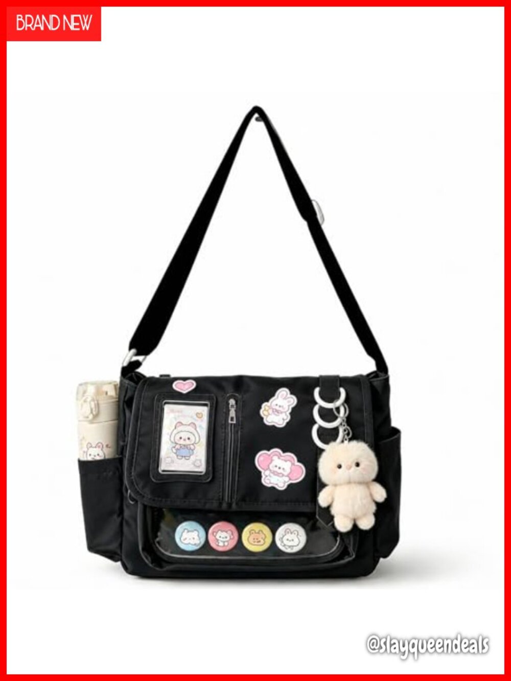 Kawaii Y2K Ita Messenger Crossbody Bag PVC Display Window Adjustable Strap